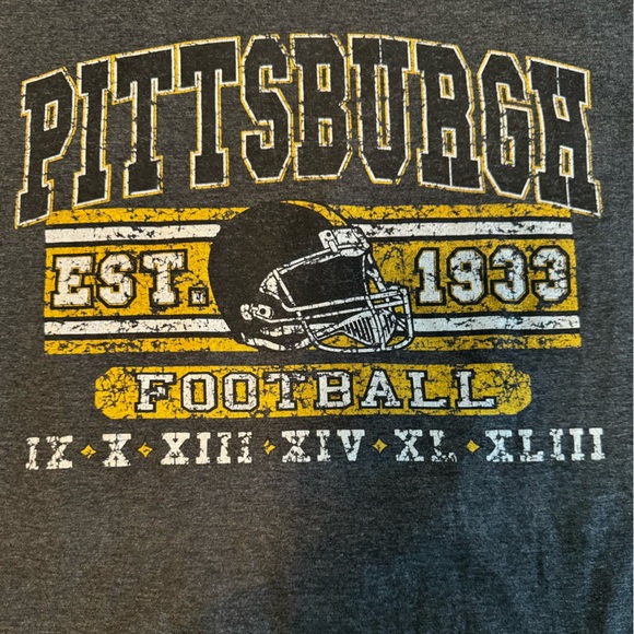 👕Men’s Pittsburg Steelers Football Short Sleeve T-shirt Size XL Charcoal Gray - Picture 2 of 3